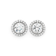 Silver CZ Round Halo Stud Earrings
