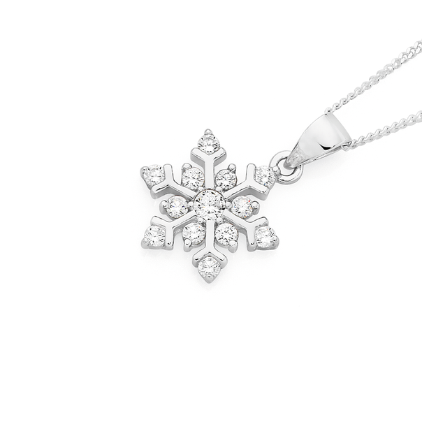 Silver CZ Snowflake Pendant