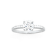 Silver CZ Solitaire with Side CZ Ring