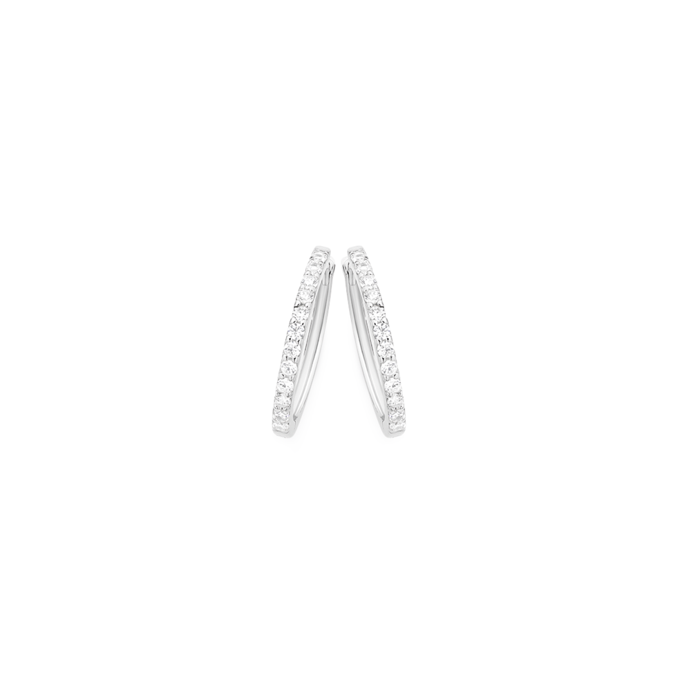 Thin Diamond Huggie Earrings in 14k Gold - KAMARIA