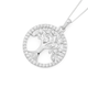 Silver CZ Tree Of Life In CZ Circle Pendant