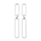 Silver Double Long Link Drop Earrings