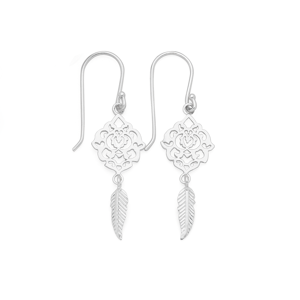 Silver filigree heart earrings with stainless steel hooks