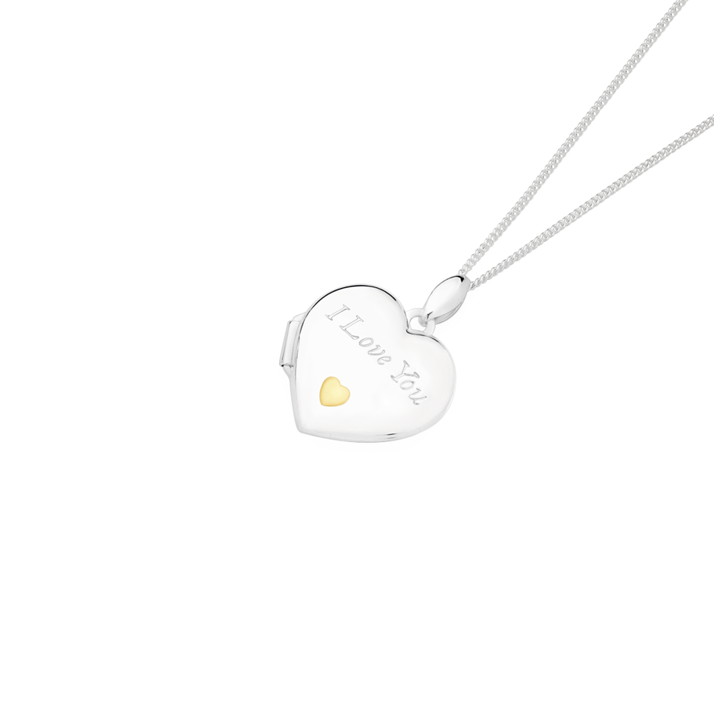 Silver Gold Plate 18mm I Love You Heart Locket Goldmark AU