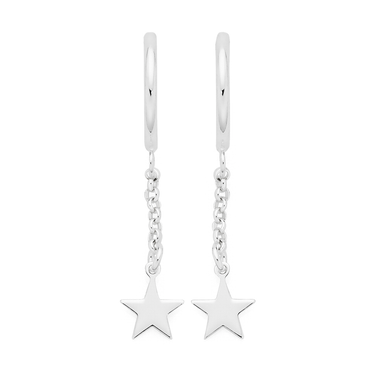Silver Half Hoop With Chain Star Drop Earrings Goldmark Au Silver Half Hoop With Chain Star Drop Earrings Goldmark Au