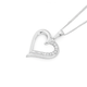 Silver Heart Half Lined With CZ Pendant