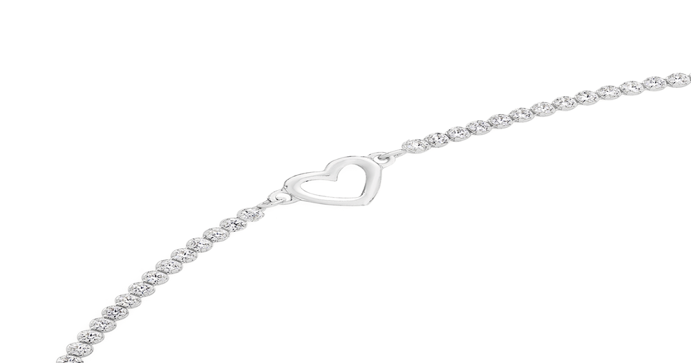 Silver Heart On Cz Tennis Bracelet in White Goldmark (AU)