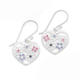 Silver Lavender, Amethyst & Pink CZ Flowers Heart Earrings