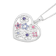 Silver Lavender, Amethyst & Pink CZ Flowers Heart Pendant