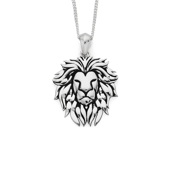 Silver Lion Head Pendant