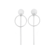 Silver Long Bar Drop On Circle Pendulum Earrings