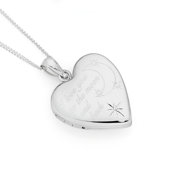 Silver Love You To The Moon & Back Heart Locket