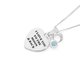 Silver Love You To The Moon & Back Message Heart Disc Pendant with Blue CZ Charm