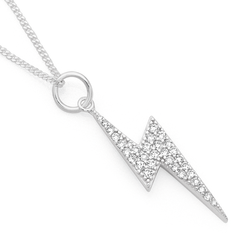 Silver Lovestruck CZ Pave Lightning 