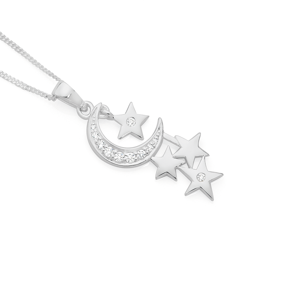 Star and sales moon necklace silver