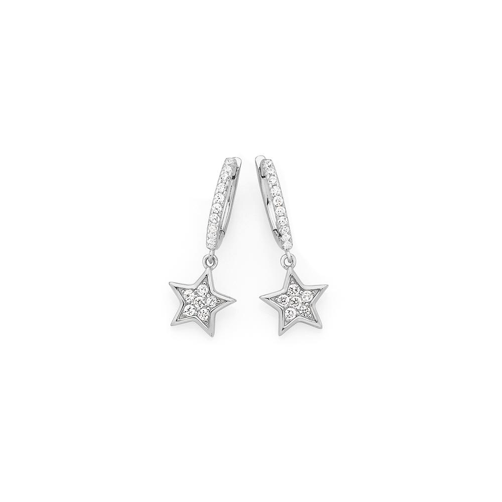 Amazon.com: SLUYNZ 925 Sterling Silver Star Earrings Small Hoop for Women  Teens Girls Cute Stars Hoop Drop Earrings Small Huggie Hoop Earrings:  Clothing, Shoes & Jewelry