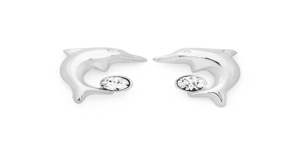 Silver Mini Dolphin Stud Earrings | Goldmark (AU)