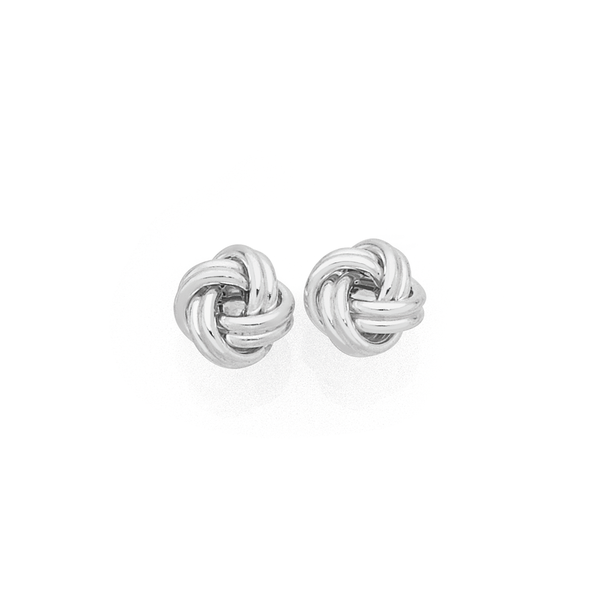 Silver Open Knot Stud Earrings