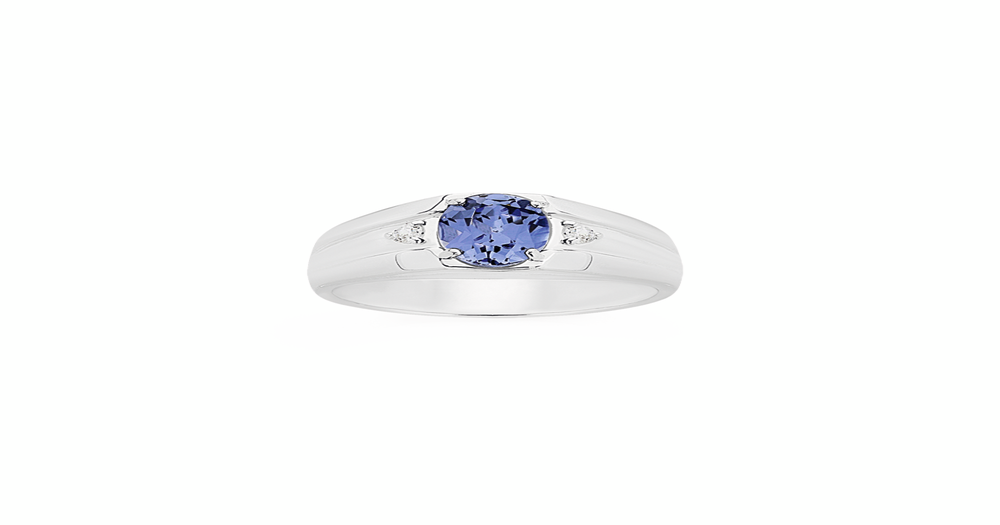 Sterling Ring-CZ Sapphire Oval main image 1