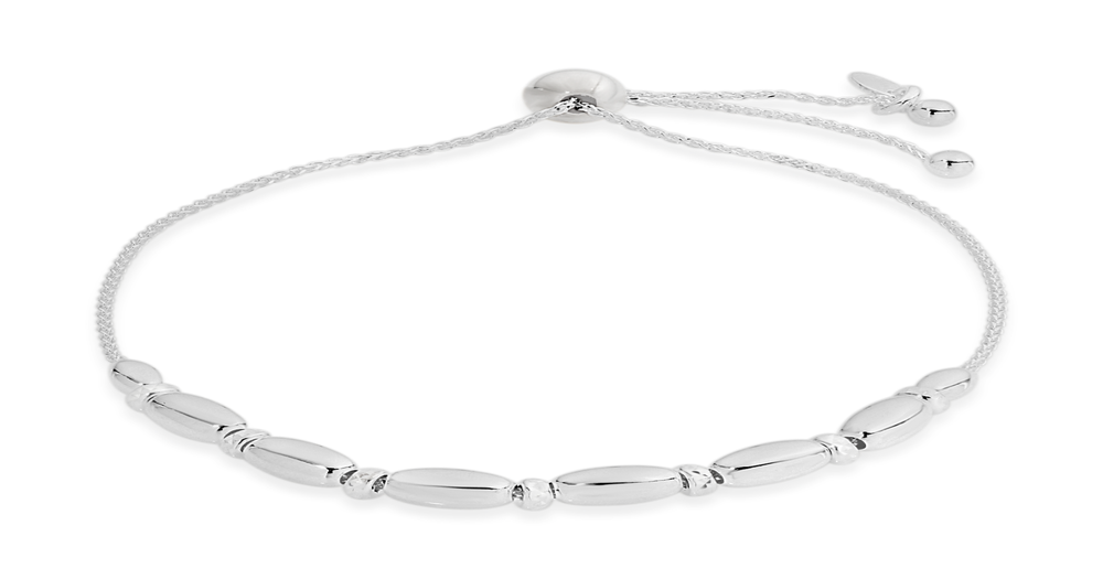 Silver Oval & Dia Cut Bead Friendship Bracelet Goldmark (AU)