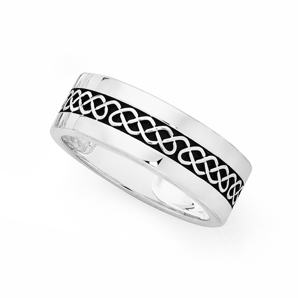 Silver Oxidised Celtic Plait Ring Size U