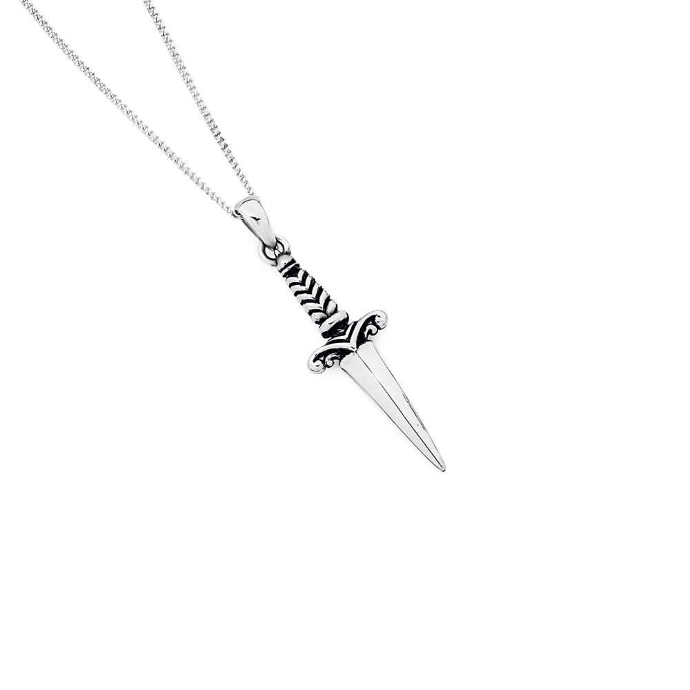 A&G Dagger Flamed Pendant Dagger Necklace | Serpent & the Swan