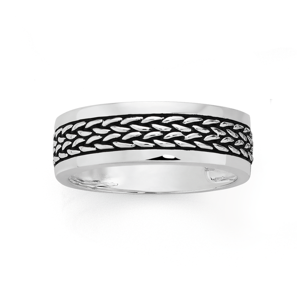 Silver Oxidised Rope Ring Size Z