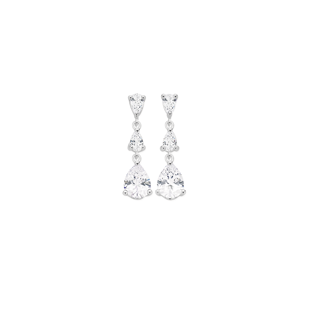 Silver Pear Cz Drop Earrings in Clear Goldmark (AU)
