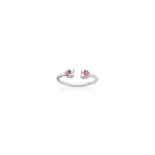 Silver Pink Crystal Double Heart Toe Ring in Pink | Goldmark (AU)