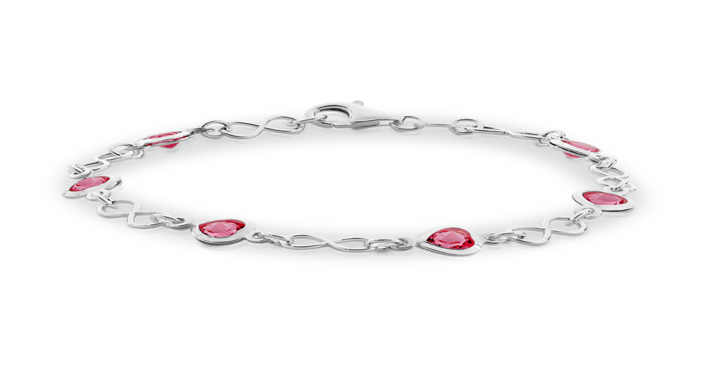 Silver Pink Crystal Heart Infinity Link Bracelet in Pink | Goldmark (AU)