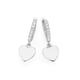 Silver Plain Heart On Cz Huggie Earrings