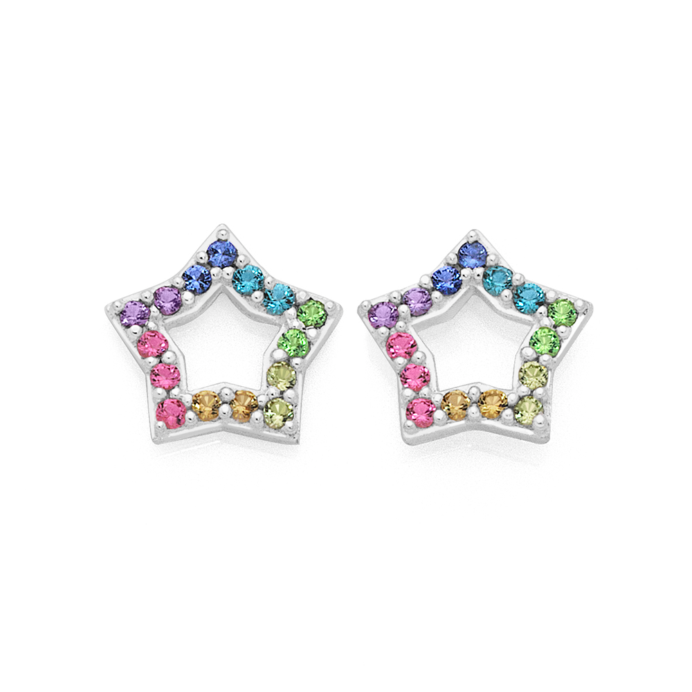 Rainbow crystal skull earrings