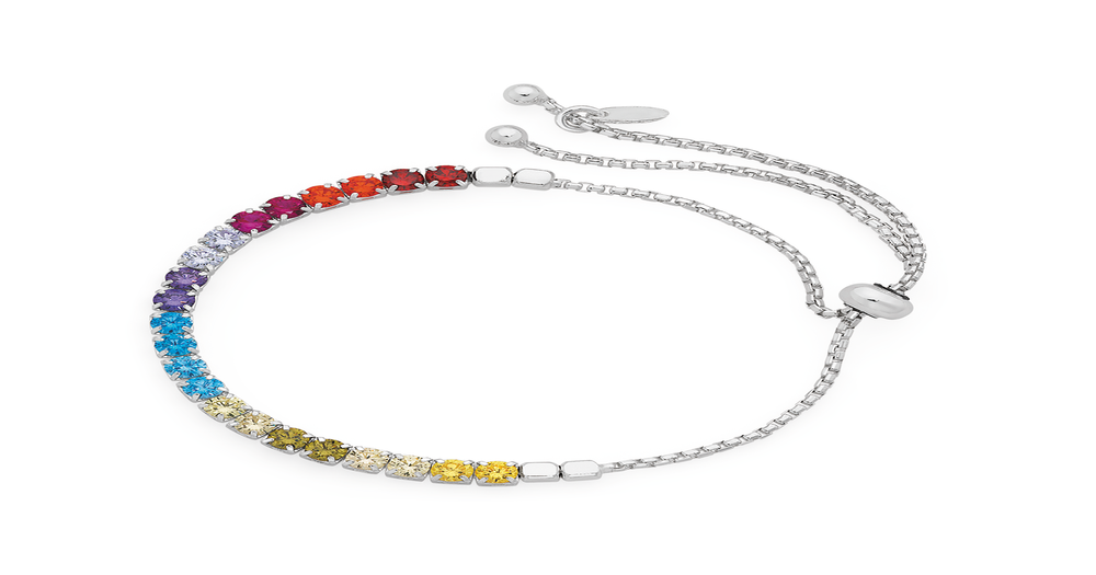 Silver Rainbow Cz Friendship Bracelet in Multi-colour | Goldmark (AU)