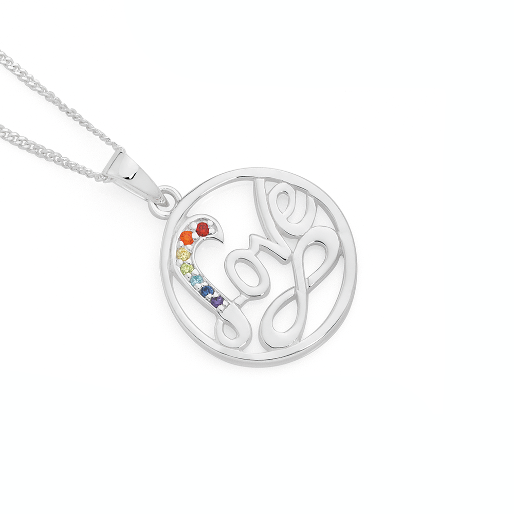 Silver sales rainbow necklace