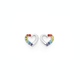 Silver Rainbow CZ Open Heart Stud Earrings