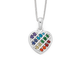 Silver Rainbow CZ Striped Pave Heart Pendant