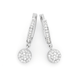 Silver Round Pave CZ Drop On CZ Hoop Earrings