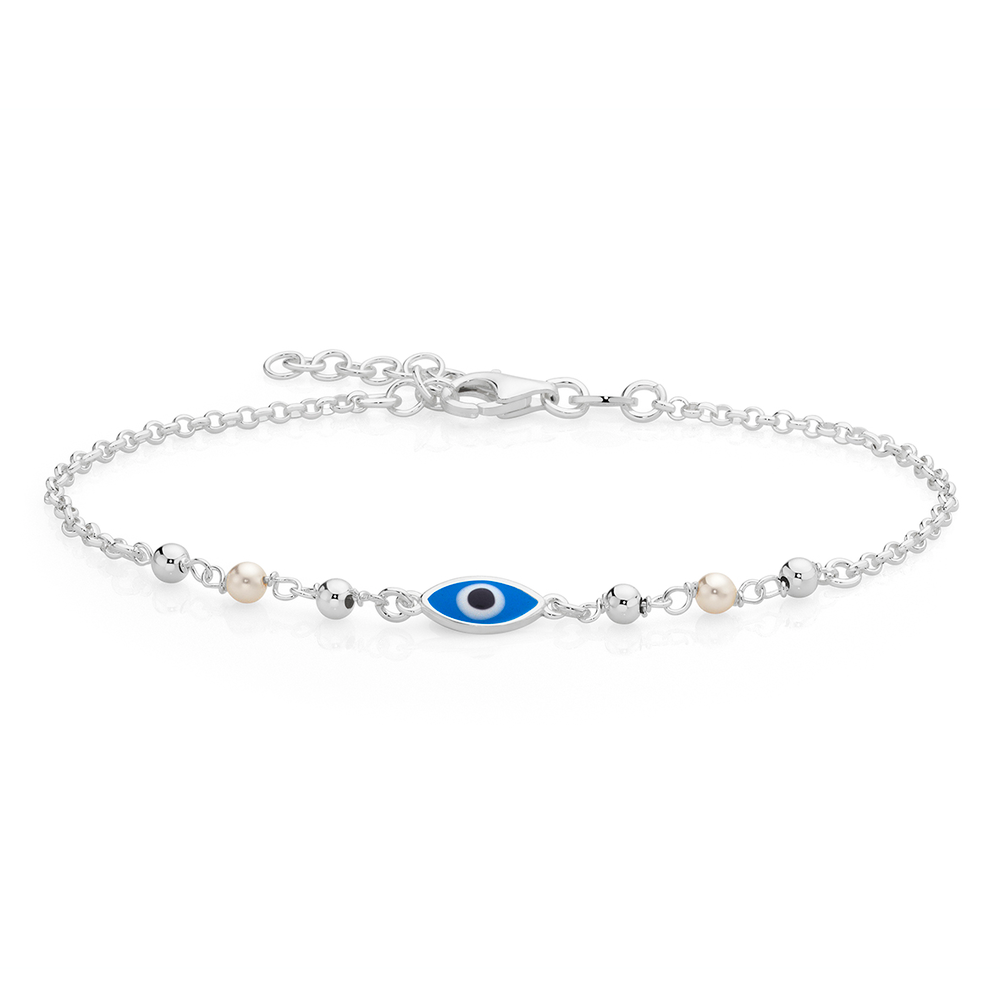 OIYA Lauren Transparent Glass Evil Eye Bracelet