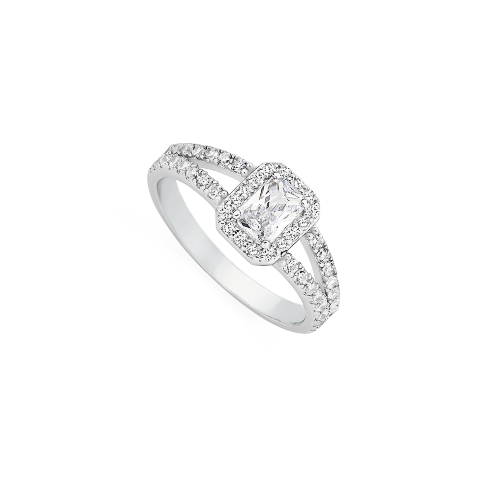 Sterling silver diamond shop cluster ring