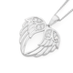 Silver Spiritual Cz Angel Wings Heart Pendant