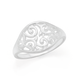 Silver Tapered Fine Scroll Ring Size O
