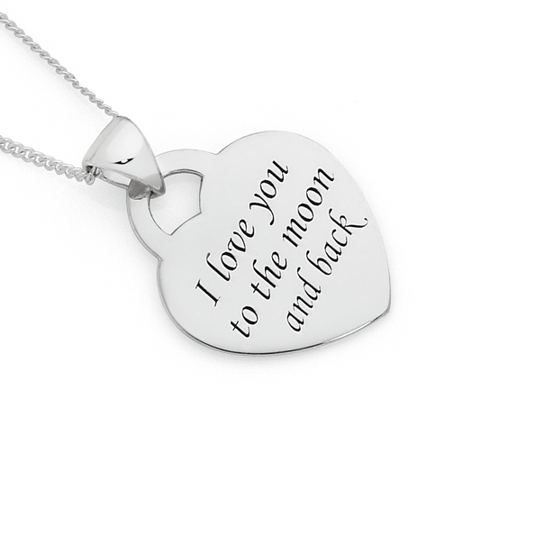 Silver 'To The Moon & Back' Heart Disc Pendant