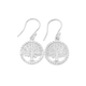 Silver Tree Of Life In CZ Circle Drop Earrings