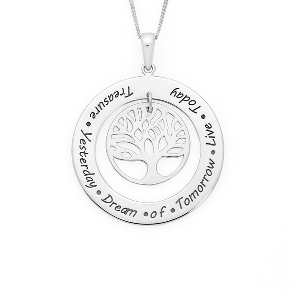 Silver Tree of Life With Message Pendant