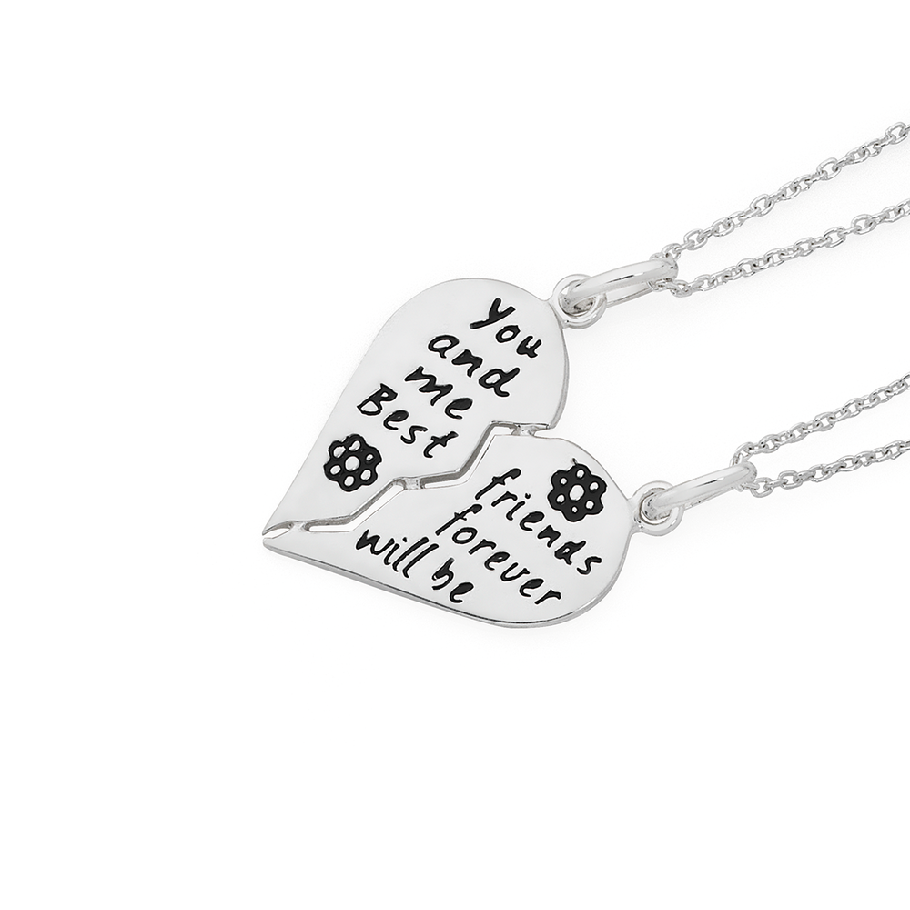 Personalized Best Friend Necklace - Sterling Silver Heart:Hand Stamped