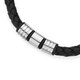 Steel 22cm Leather Lined Bead Bracelet