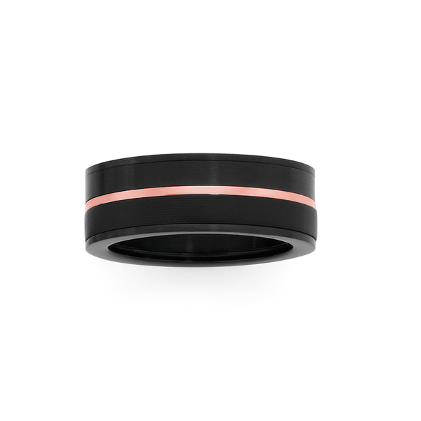 Steel Black & Rose Plate Centre Ring