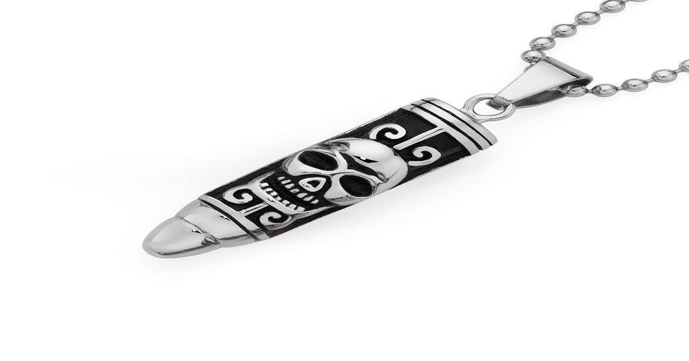 Steel Black Skull Bullet Pendant Goldmark (AU)