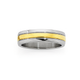 Steel & Gold Plate Lined Gents Ring