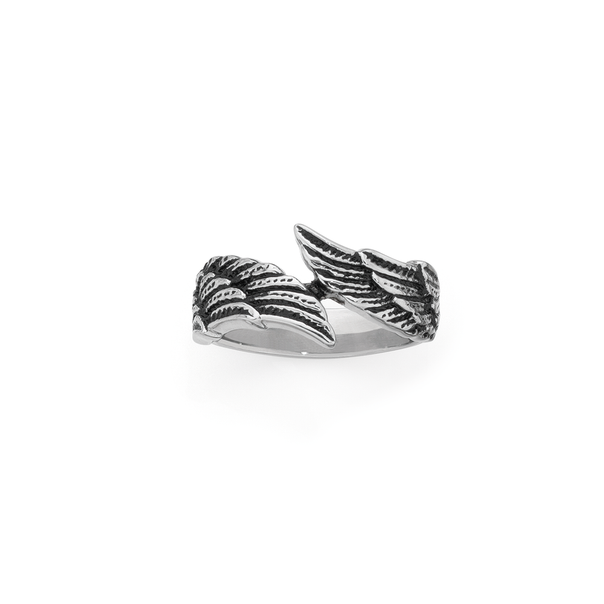 Steel Mythical Wings Wrap Ring Size W